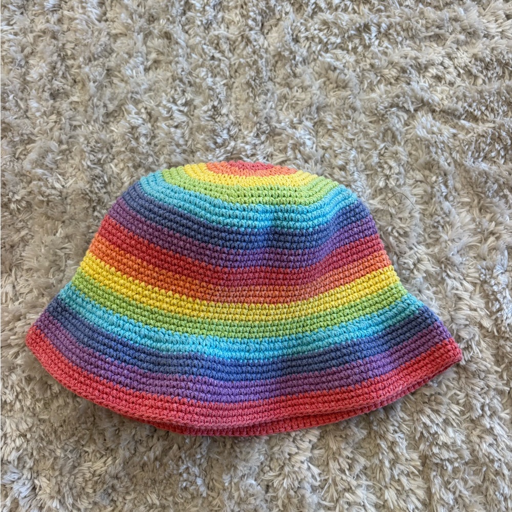 Crotchet rainbow beach hat bucket hat